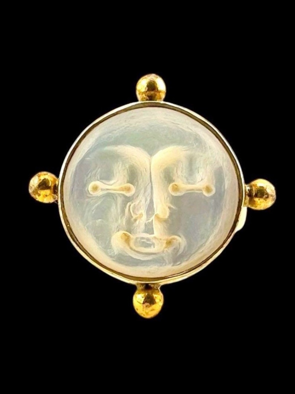 Mother Moon Ring by MAHLOE 18k Gold Plated Sterling Silver MOP 7.5